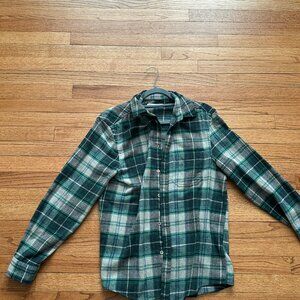 Zara Men's plaid shirt - green/gray/white size L